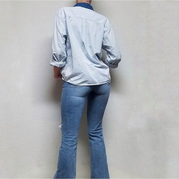 VINTAGE 1980s Cabin Creek Christmas Striped Sledding Snowman Teddy Bear Blouse - Picture 4 of 5